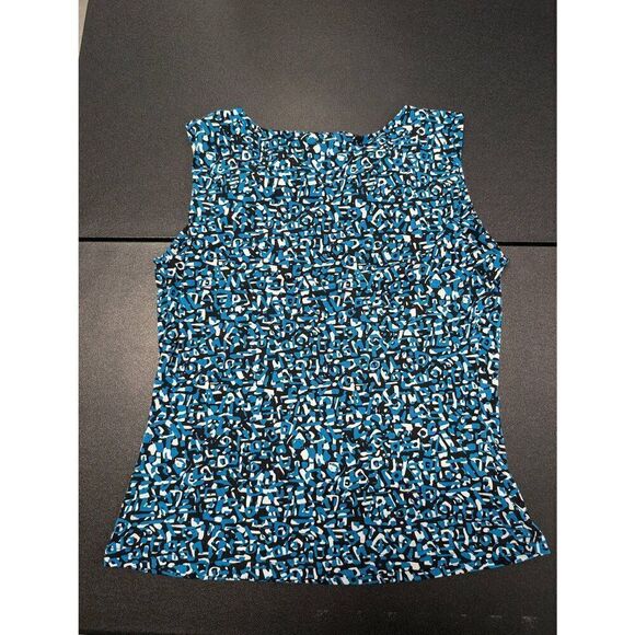 Calvin Klein Sleeveless Blue, Black, and White Print Top Women's Size Small - Picture 3 of 5